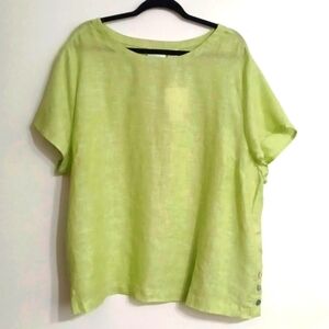 CYNTHIA ROWLEY green linen shirt.  Casual short sleeve shirt.  Size 3X.  NWT